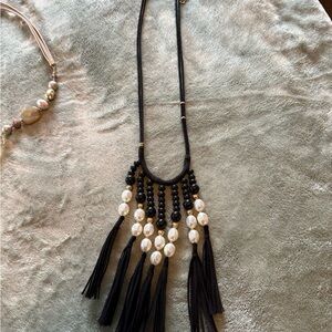 Chico's Black and Cream Beaded Necklace